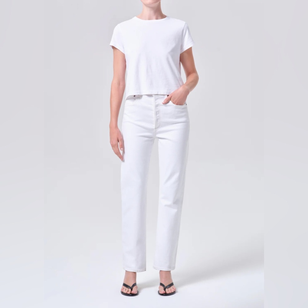 AGOLDE 100% Cotton 90'S PINCH WAIST HIGH RISE STRAIGHT MARSHMALLOW white 28 - Picture 2 of 8